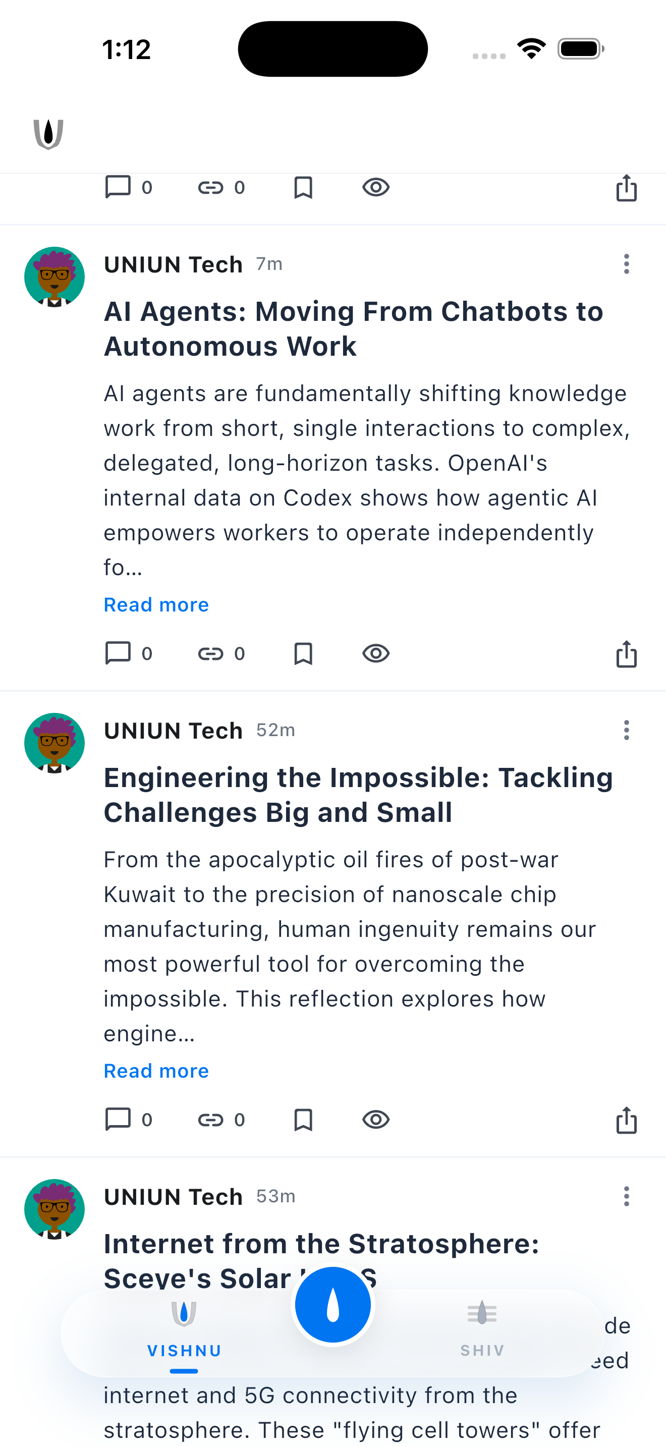 UNIUN feed — notes from the people you follow, in time order